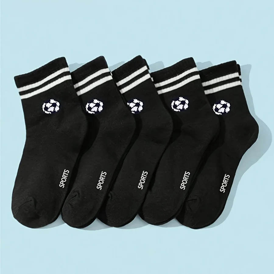 8 Pairs of Socks in Random Mixed Colors, Simple Solid Color Children's Socks, Trendy and Versatile Baby Mid-Calf Socks with Striped Double-Stripe Football Pattern, Suitable for Casual Daily Life
