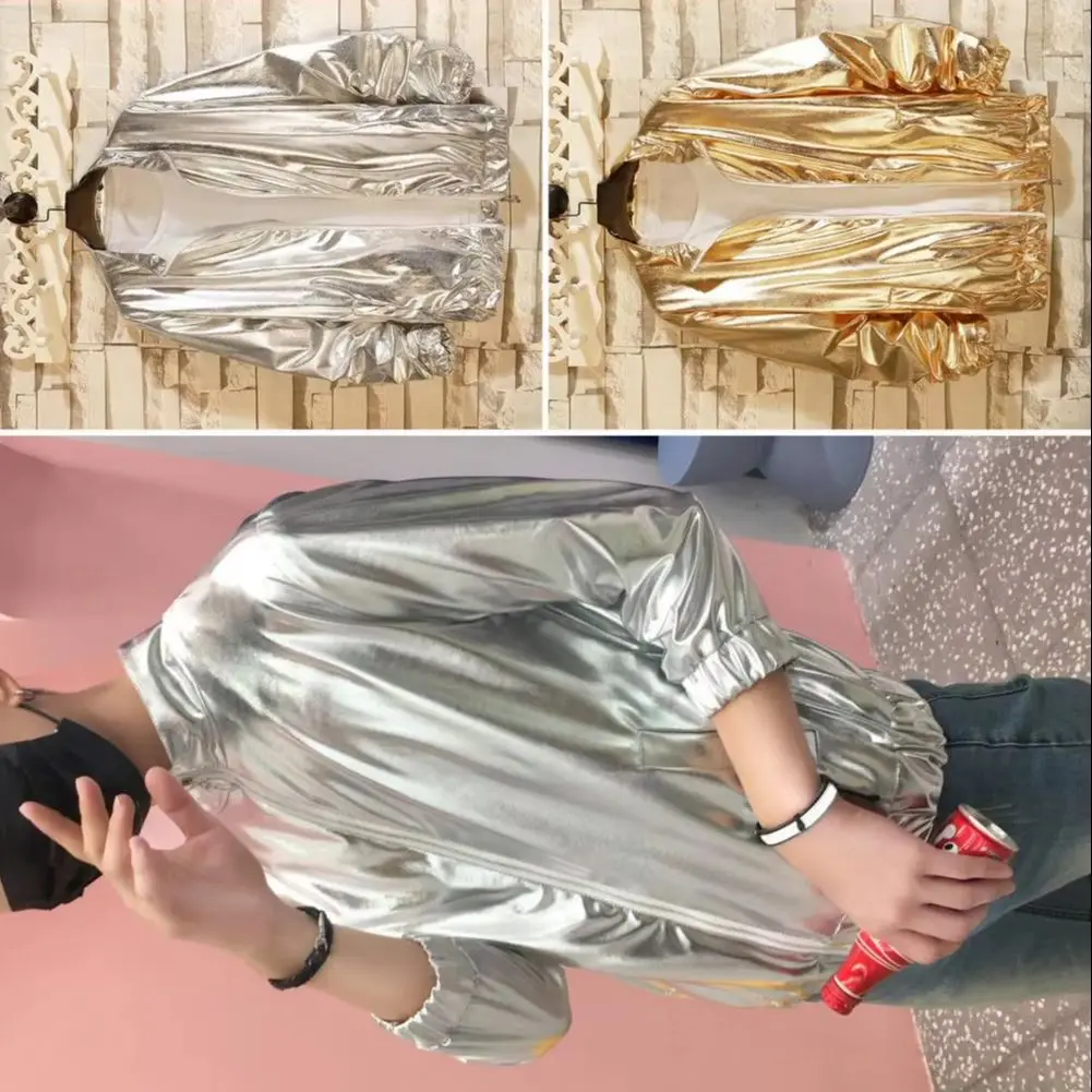 

Мужская куртка обычного стиля, повседневная весенняя куртка для мужчин, стильная мужская глянцевая куртка с воротником-стойкой на молнии на весну