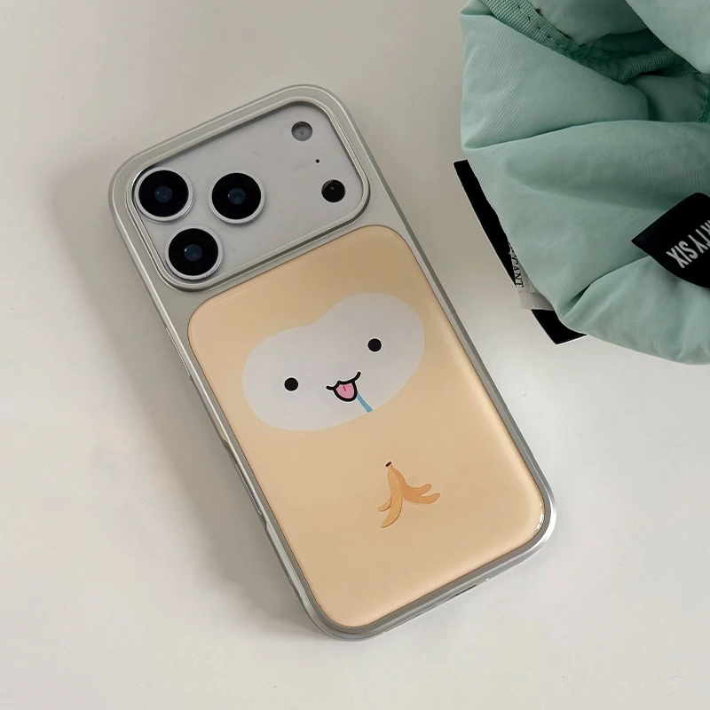 Korean Ins Lovely Banana Monkey Electroplated Drip Glue Phone Case For iPhone 17 Air 16 Pro Max 15 14 Plus 13 12 11 Back Cover