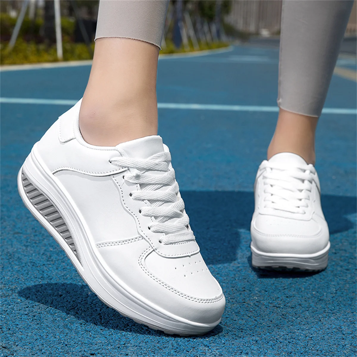 Zapatos mecedores de bizcocho, zapatos de mujer, zapatos de trabajo antideslizantes, zapatos de enfermera, zapatos blancos de suela gruesa, zapatos casuales para mamá