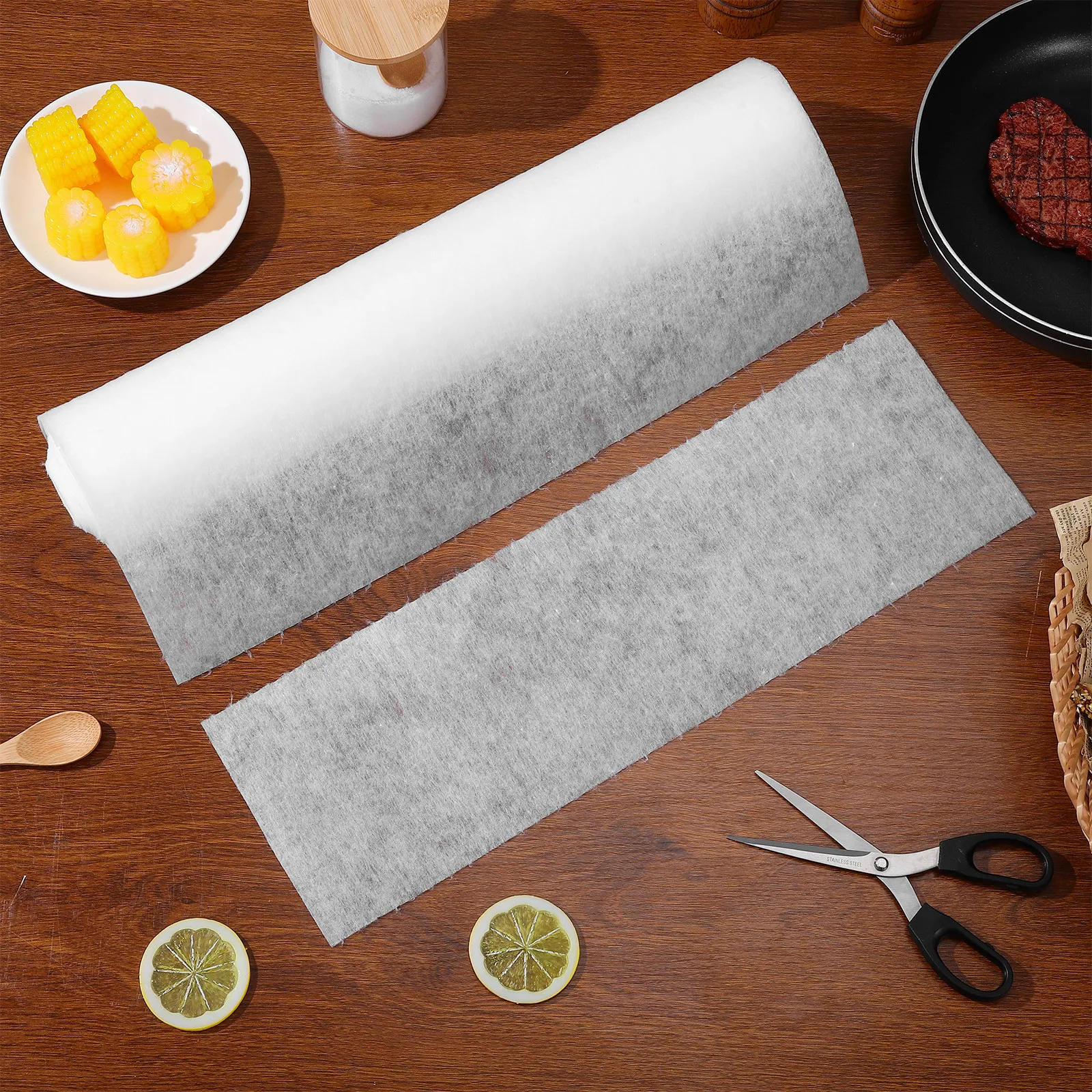 Range Hood Oil-Proof Paper 1 Roll Oil-Absorbing Filter for Kitchen Ventilator Grease Reduction Long- Easy