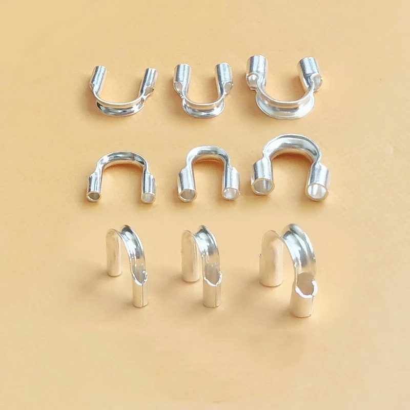 10pcs 925 Sterling Silver U Shape Wire Cable Guard Loops Thread Protector for DIY Crafts Jewelry Making Bracelet Necklaces