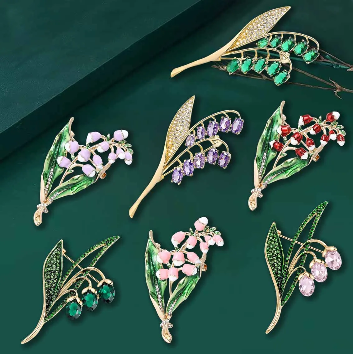 Fashionable luxury alloy enamel wind chime flower brooch, versatile women's clothing accessories factory direct sales