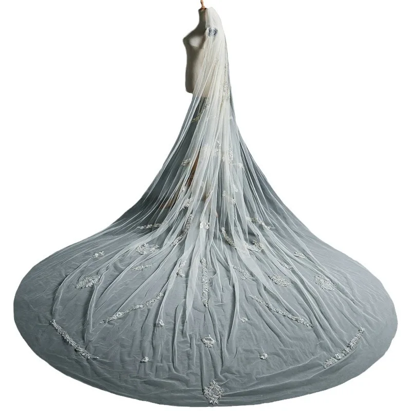 

Champagne Veil Headgear Super Fairy Mori Long Veil Studio Makeup Photo Wedding Bride Veil Wholesale