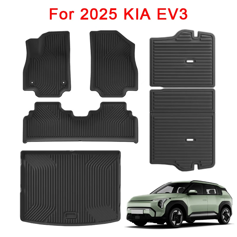 

Водонепроницаемые коврики TPE для KIA EV3 2025 года, вкладыши для пола, коврик в багажник, накладка на спинку сиденья, черные, для леворульных автомобилей