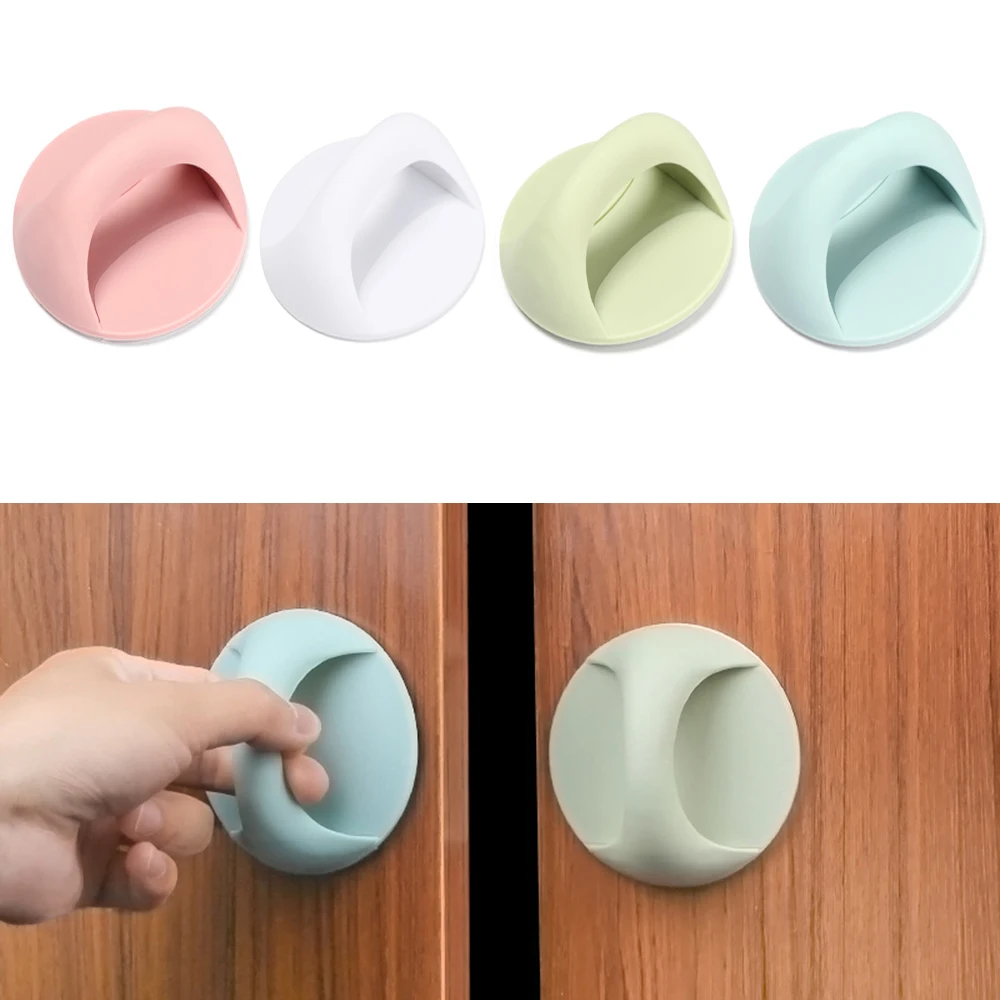 Round Plastic Drawer Knob Self-adhesive Wardrobe Cabinet Door Handle Window Refrigerator Auxiliary Pull Furniture Hardware