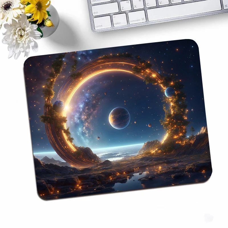 Galaxy mała podkładka pod mysz do gier Deskmat gumowa mata antypoślizgowa podkładka pod mysz Anime akcesoria komputerowe ochraniacz na biurko Kawaii śliczne podkładki pod klawiaturę