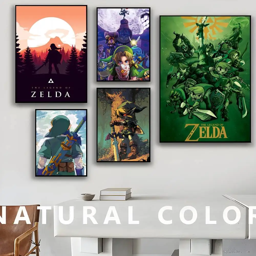 Póster de videojuegos Legend, carteles de películas clásicas de Zeldas, pegatina de papel impermeable, decoración artística para cafetería y Bar, pegatinas de pared