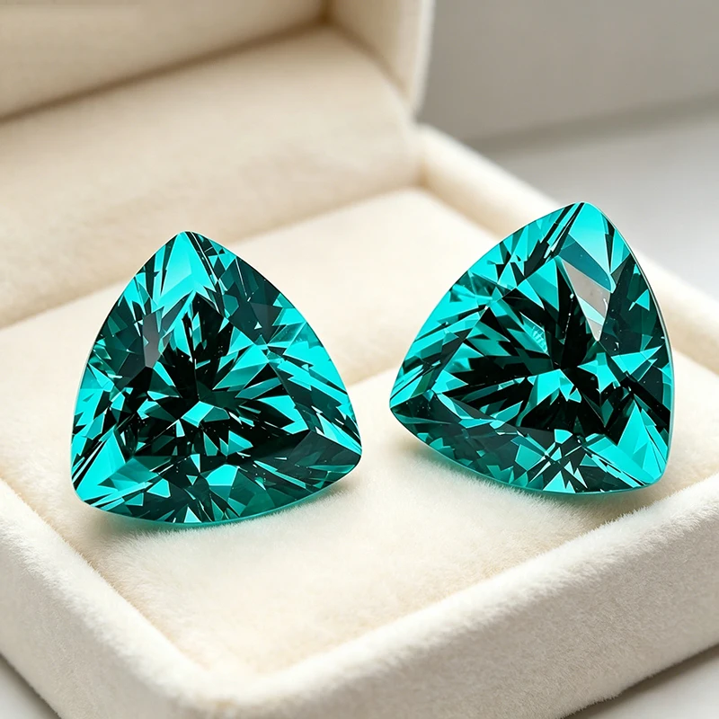 Paraiba Trillion Cut YAG  Lab Created Yttrium Aluminium Garnet Simulated Lab Diamond Eye Clean Full Facet Stones Jewelry Making