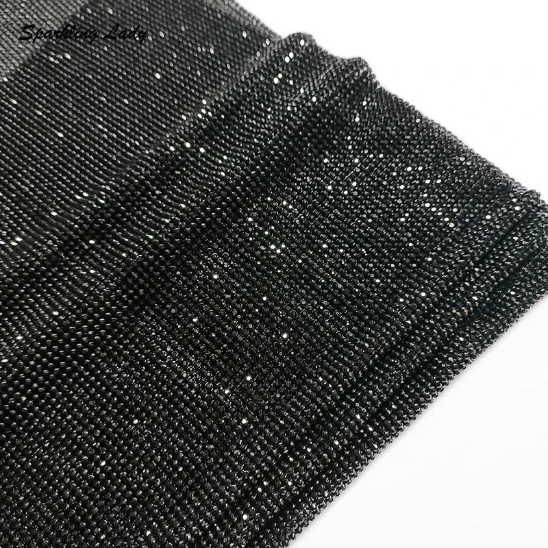 Luxury Sequin Fabric Crystal Material Bling 2MM Aluminum Rhinestone Mesh Glitter Metallic Cloth for DIY Bags Scarf Earrings