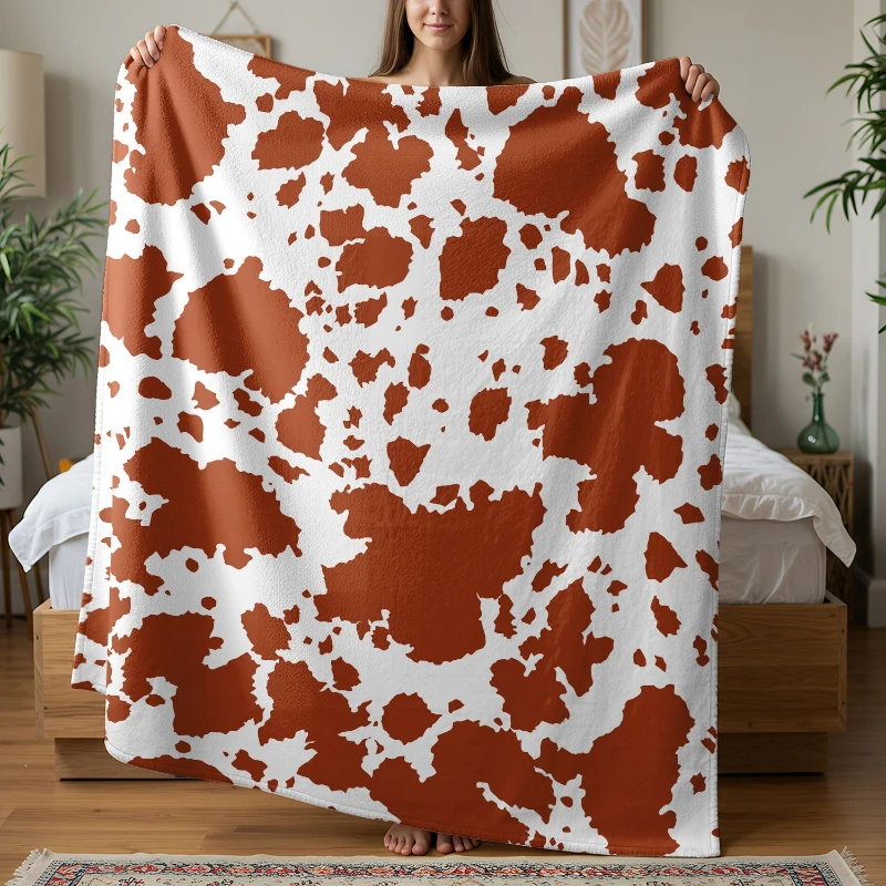 Rust Brown Cow Spot Seamless Print Throw Blanket,bed,lounge,home theater,ideal for laid-back afternoons,anniversary present