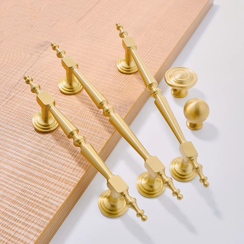 Brass Single Hole Knobs European Light Luxury Gold Brass Wardrobe Pulls Cabinet Door Handle Furniture Door Handle Cabinet Knobs