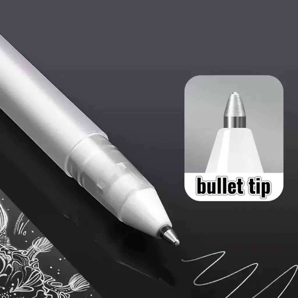 5pcs White highlighter pen, waterproof, brightening, stackable, non-fading, suitable for art students' sketching.