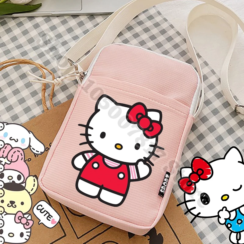 어린이 만화 크로스바디 백 헬로 키티 키즈 귀여운 숄더백 캐주얼 액세서리 전화기 보관 파우치 남아 여아 생일 선물