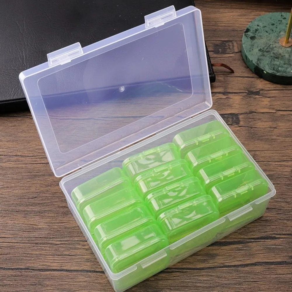 

12 Grids Jewelry Beads Storage Case Multi-Functional Plastic Rhinestone Nail Design Organize Colorful Transparent