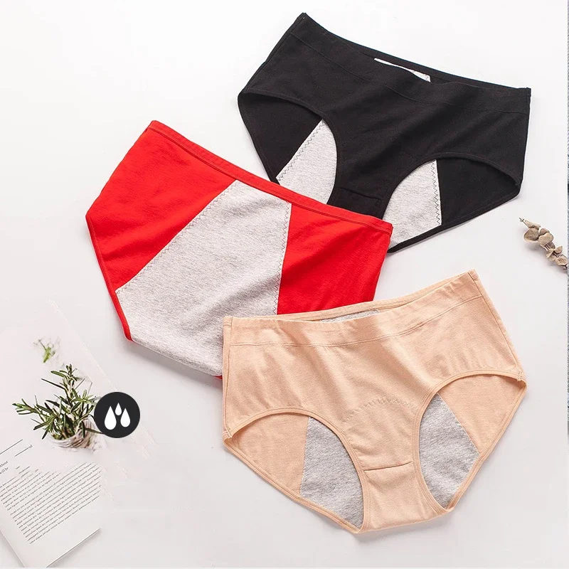 Leak-proof Pure Cotton Period Underwear Bragas Menstruales Healthy Breathable Antibacterial High Waist Panties For Menstruation