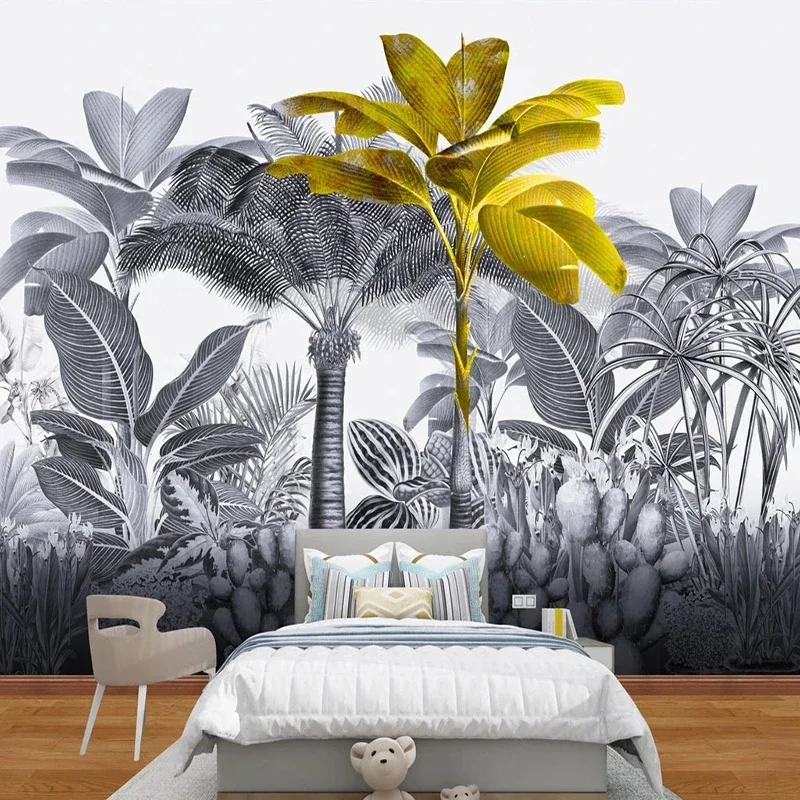 Papel tapiz de Mural personalizado, planta Pastoral nórdica, bosque Tropical, pintura de pared, sala de estar, TV, sofá, dormitorio, pared de fondo, fresco 3D