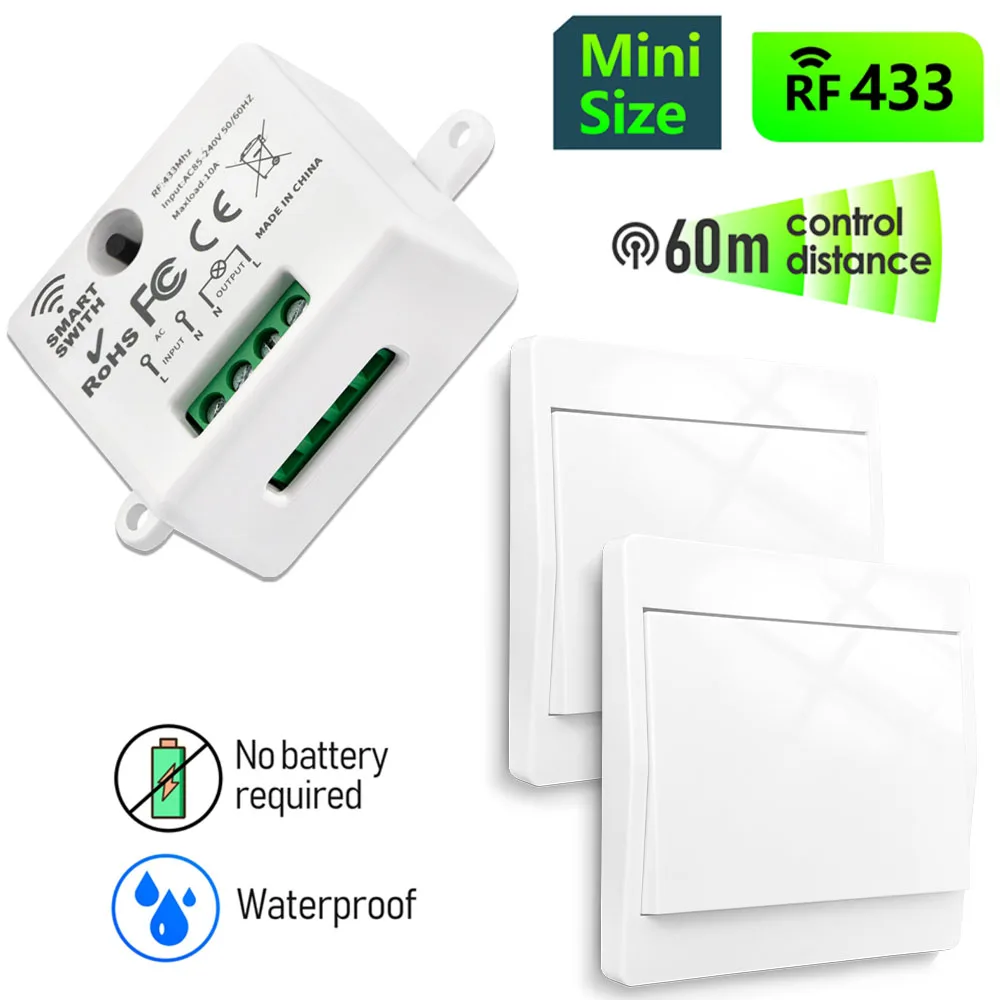 Wireless Self-Powered Licht Schalter 433mhz Rf Kinetische Schalter Keine Batterie Benötigen AC 110V 220V 10A relais Modul für Home Appliance LED