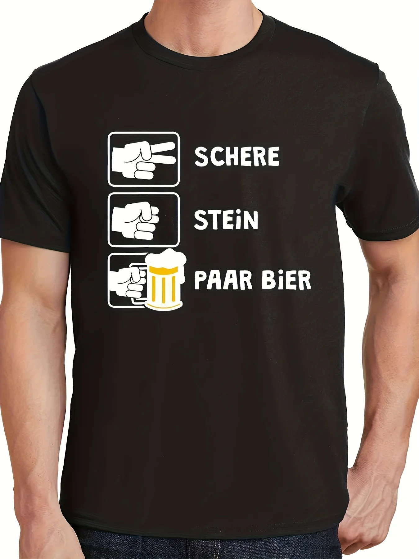 Camiseta divertida de Malaga JGA con diseño de roca, tijeras y cervezas, estilo retro para hombre, informal de verano