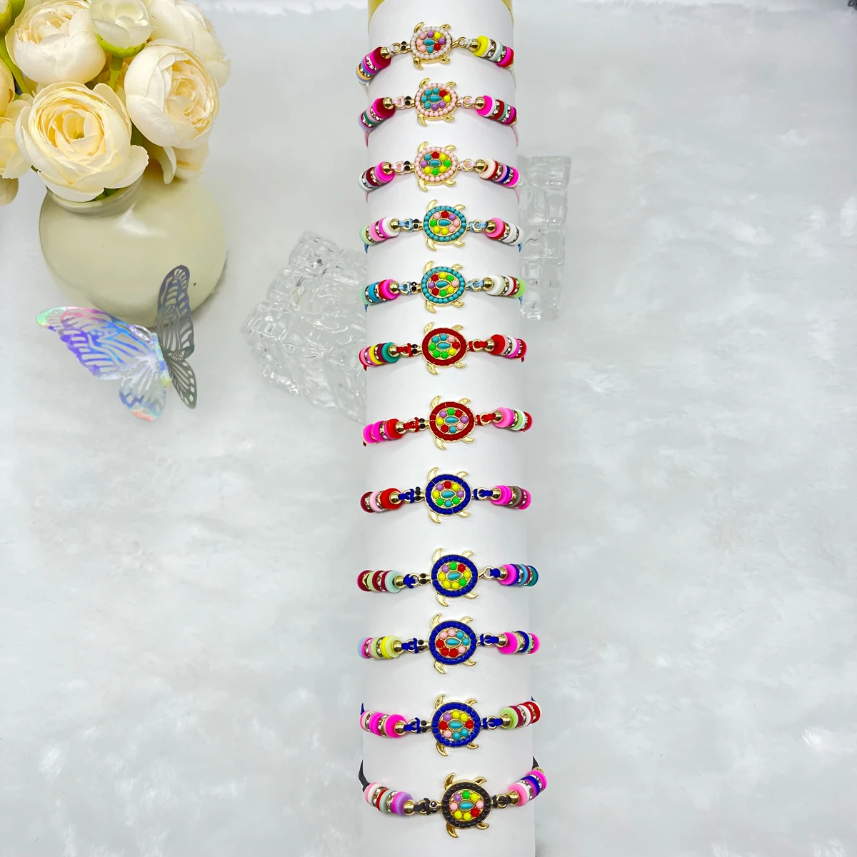 12pcs/card stock Bohemian colorful Turtle Friendship Souvenir bracelet