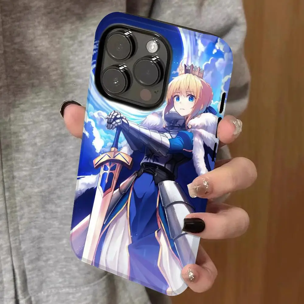 

saber fate Phone Case Double-layered 2-in-1 Film Case For IPhone 16 15 Promax 14 13 Pro 12 11 plus Samsung S25 24 23 Covers