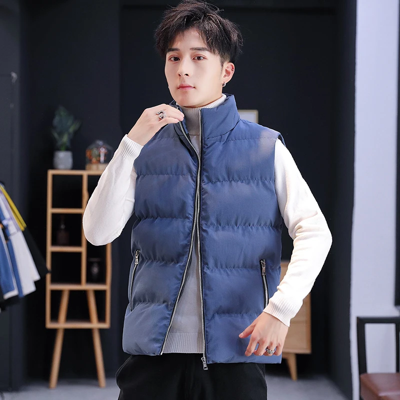 2024 New Men's Hooded Solid Color Vest Men's Winter Jackets Sleeveless Jacket  Warmth Men's Vest Coat Work Wear