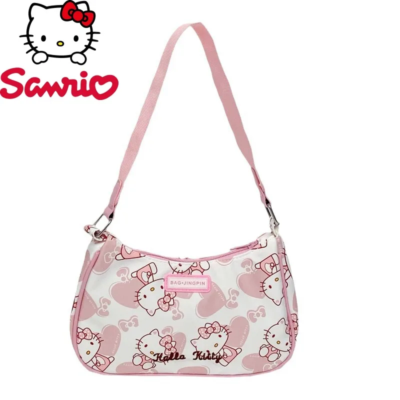 

Sanrio Hello Kitty Fashion Small Crescent Shoulder Bag Underarm Purse Large Capacity Foldable Outdoors Daily Use Gift Party