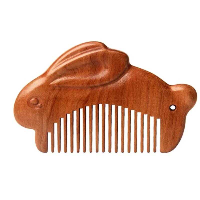 Peach Wood Massage Comb Jade Rabbit Cute Portable Baby Kids Children Girls Gentle Scalp Hair Comb