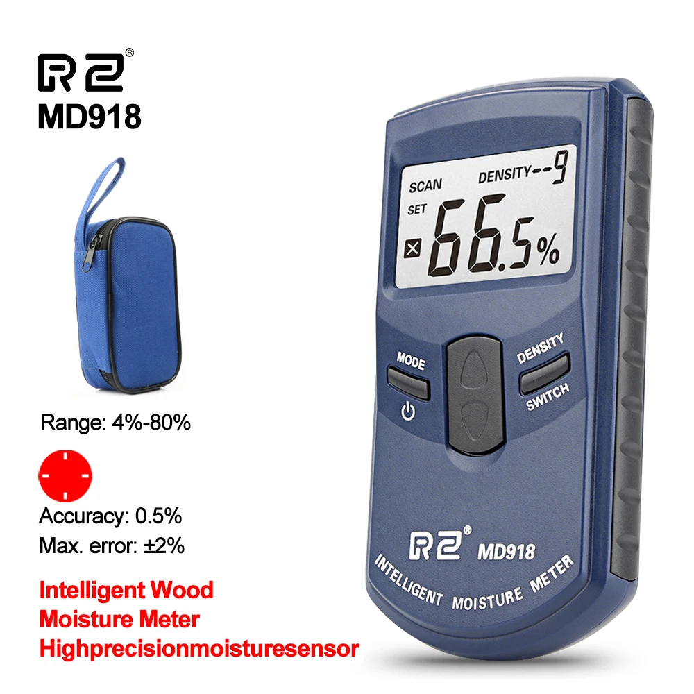 RZ Inductive Wood Moisture Meter Hygrometer Humidity Tester Measuring tool 4~80% Moisture Meter