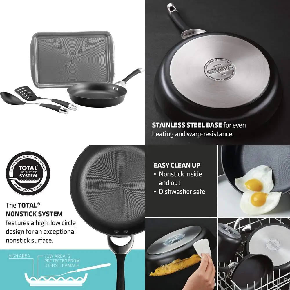 

Circulon Symmetry 4-Piece Hard-Anodized Nonstick Cookware Set, Black