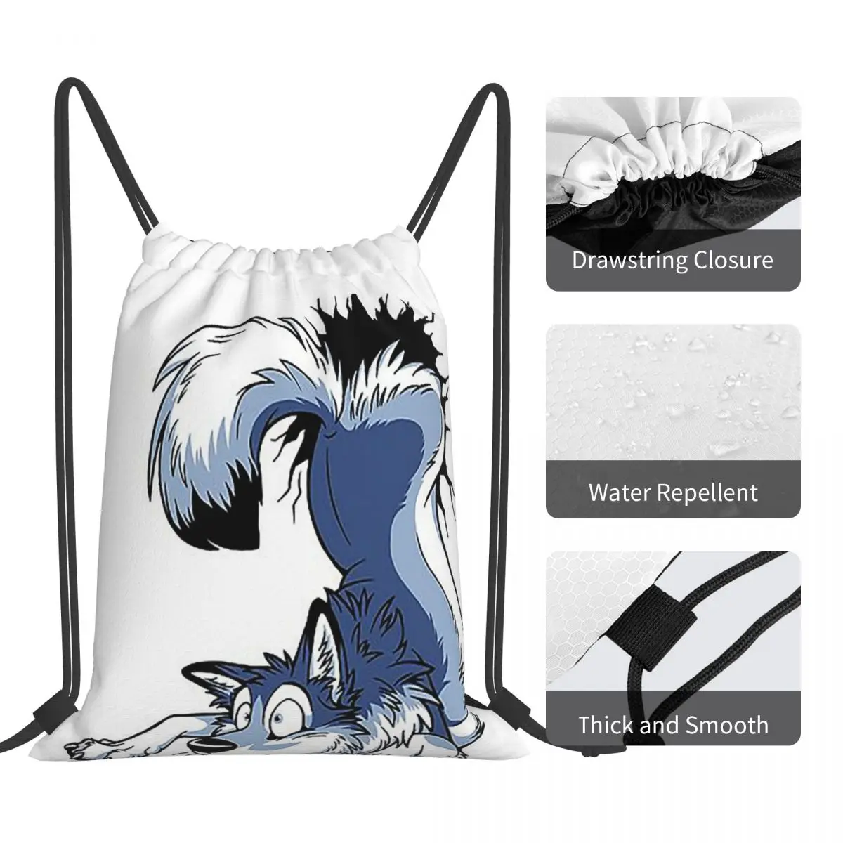 Un-Stuck Blue Husky Backpacks Multi-function Portable Drawstring Bundle Pocket Sundries Bag Book Bags For Travel School