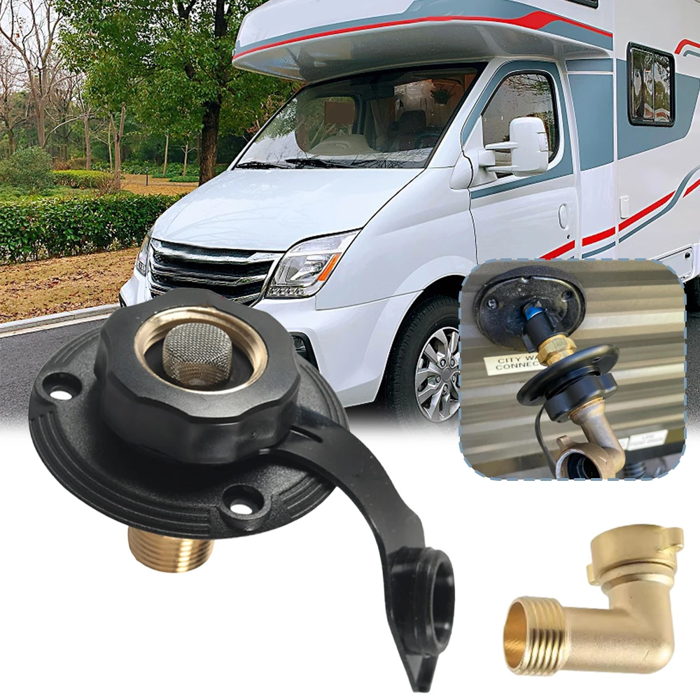 Water Connection Inlet kit Multifunctional Water Fittings Fill Adapter Compatible with most RVs marine vehicles Water Fill Inlet