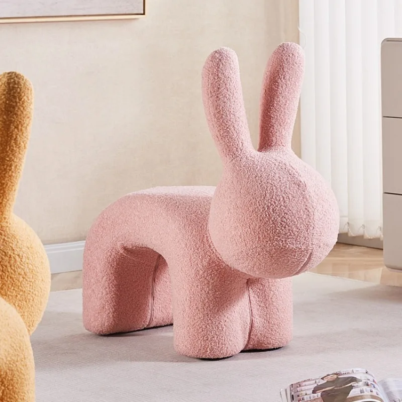 rabbit shaped stool pink living room ornament cute footrest creative entrance door taburete para habitación interior furniture