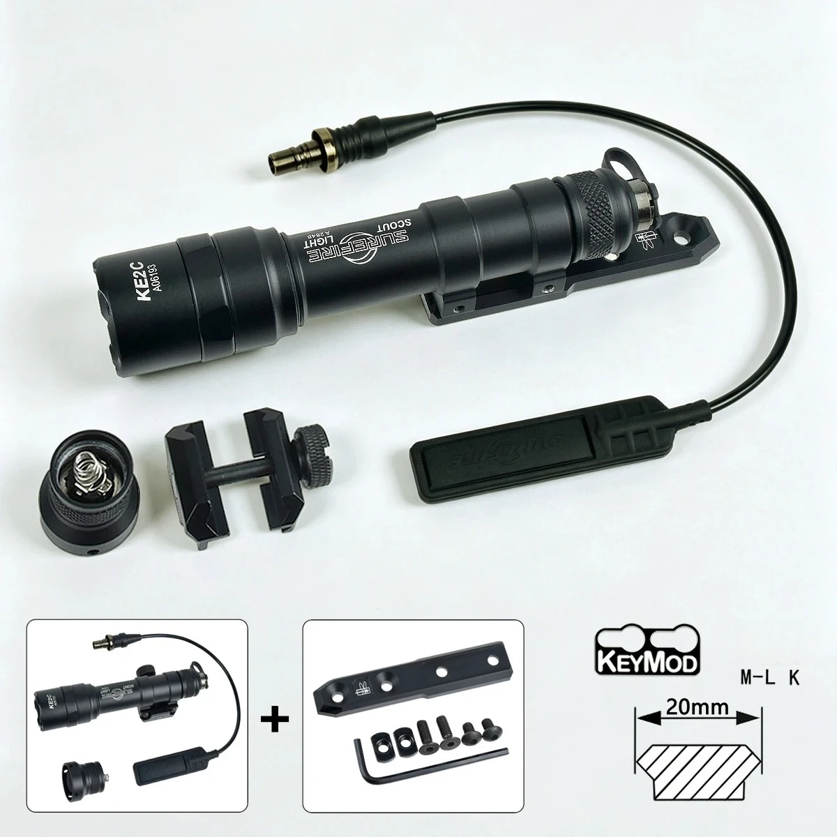 Surefire M600U M600B Leistungsstarke LED-Taschenlampe mit Montagebasis Passend für 20mm Schiene MLK Keymod für AR15 SF M600 Scout LED-Licht Taschenlampe – Detail 23