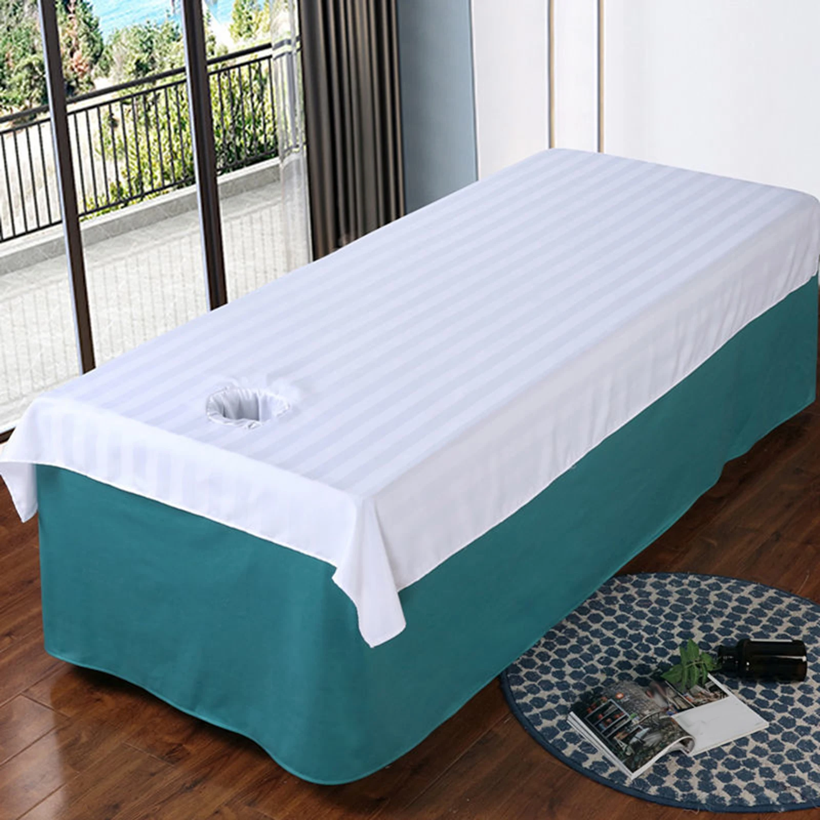 Sábana impermeable para salón de belleza, cubierta de cama de masaje, tratamiento de Spa, mantel ligero con orificio para respiración facial, 120cm