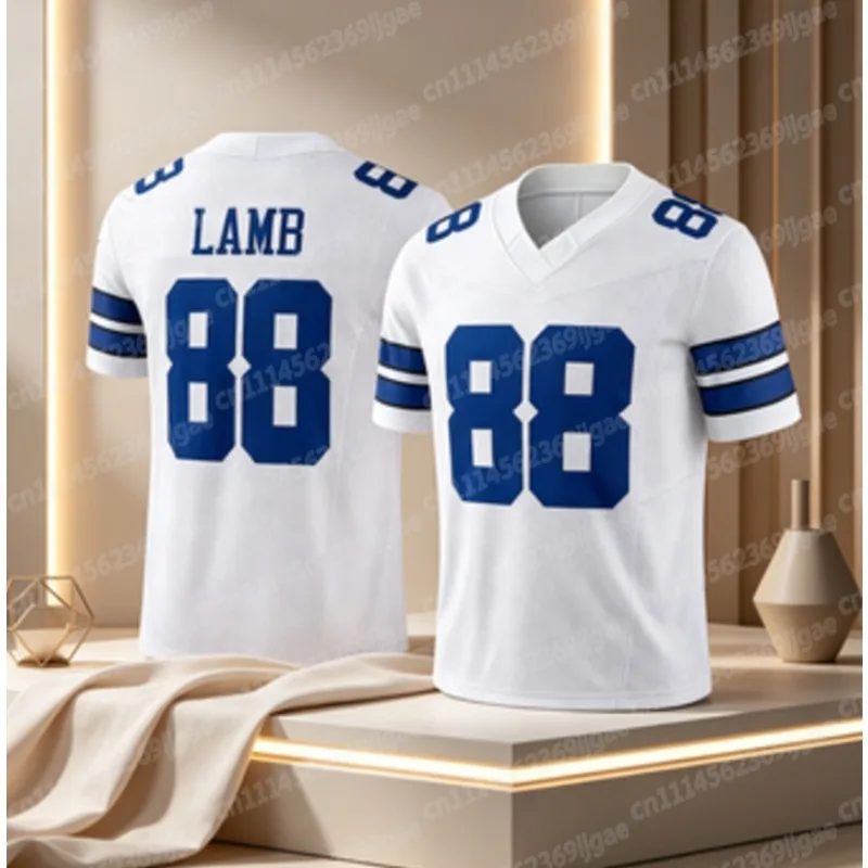 Dallas Nr. 88 Sidi Lamb Marineblaues V-Ausschnitt Kurzarm-Shirt mit 3D-Druck, atmungsaktiv, für Sport und Alltag, Familienserie – Detail 4
