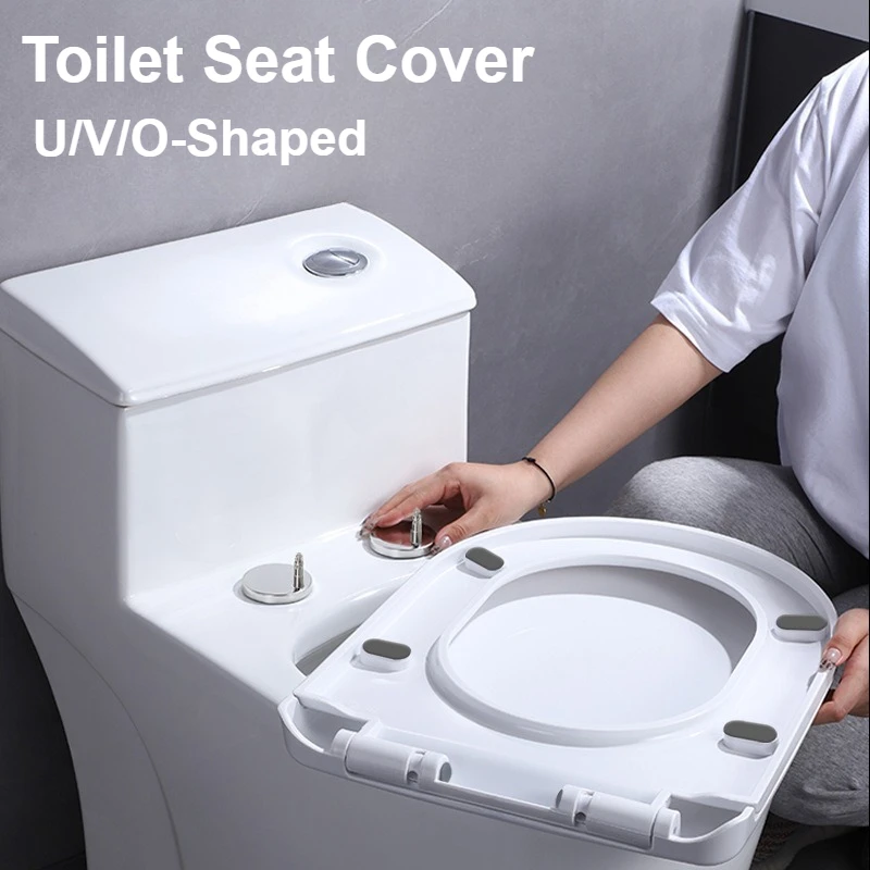 

White Toilet Seat Slow Close Adjustable Hinges Easy To Install & Clean Soft Close Toilet Seat for Bathroom Fixture Toilet Parts
