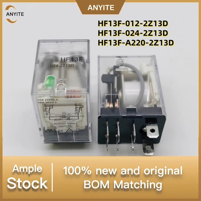 New 5Pcs/LOT  HF13F-012-2Z13D  HF13F-024-2Z13D  HF13F-A220-2Z13D 10A 8PIN  250VAC