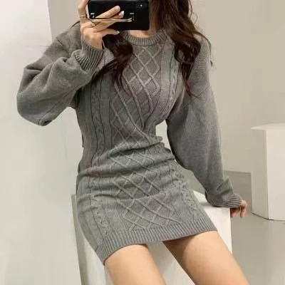 

Вязаная круглая Ne Dr женская осенне-зимняя облегающая юбка для похудения с ромбовидным узором, повседневная длинная све