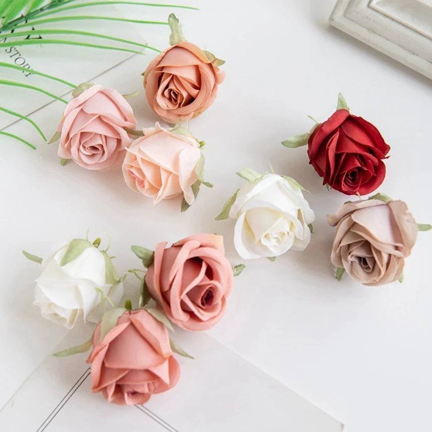 

100Pcs Cheap Silk Rose Heads For Home Wedding arch Supplies Decor DIY Christmas Decorative Garland Accessories Artificial Flower