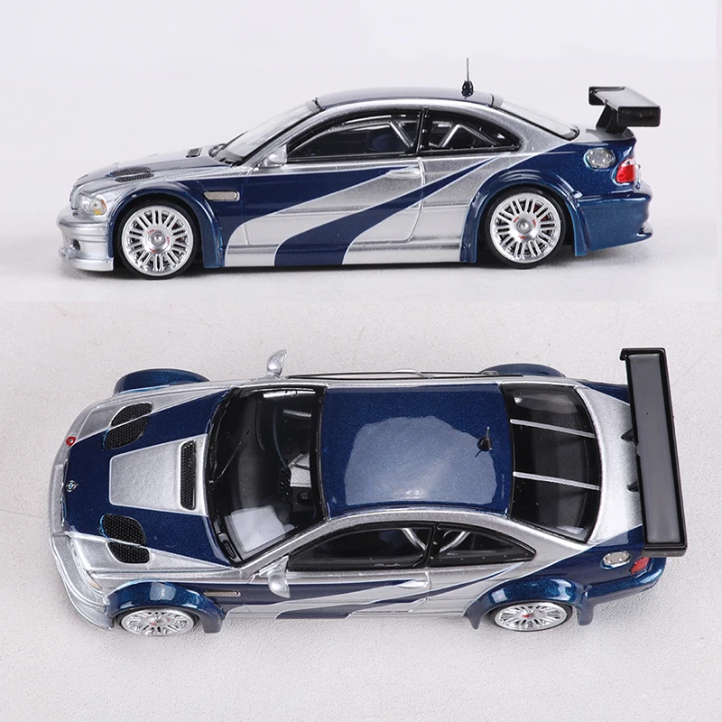 MJ MODEL 1:64 M3 E46 GTR سبيكة نموذج سيارة يمكن فتح غطاء محرك السيارة