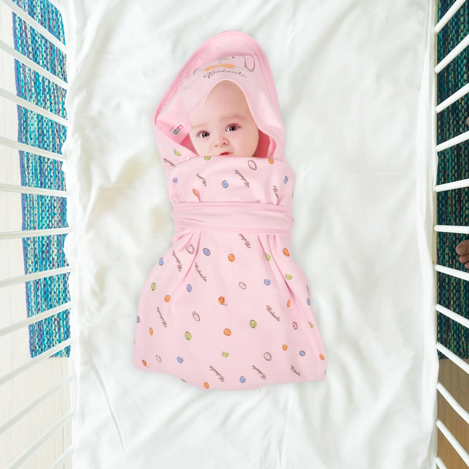 新生児ブランケット ピンク 厚手 暖かい 柔らかい 肌に優しい 幼児用おくるみ服 ラップタオル用品 おくるみ服