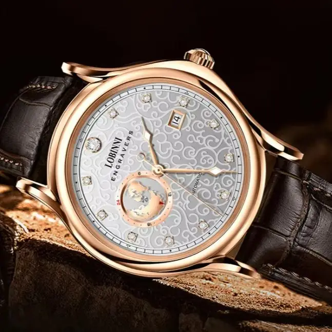 LOBINNI Mens Automatic Watches 42mm Mechanical Wristwatch 50M Waterproof Sapphire Mirror 24 Hours Date Miyota 8217