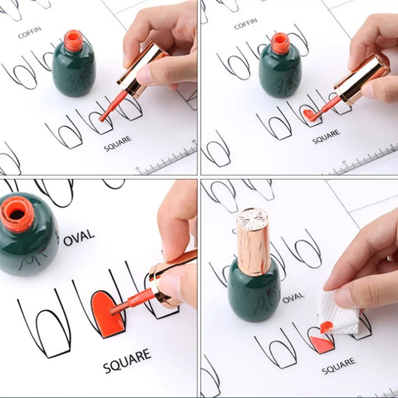 アクリルネイルトレーニングマット プロフェッショナルネイル練習マット トレーニングガイド付き アクリルフィンガーネイル用フレキシブルロールアップテンプレート