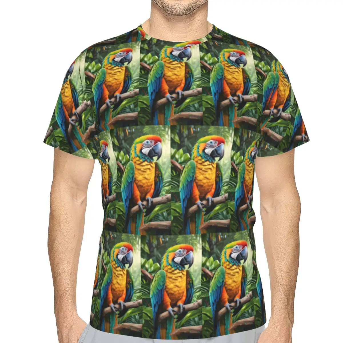 Cute Macaw Parrots 100% Cotton T-Shirt Men'sFashion T Shirts Men O-Neck Short Sleeve
