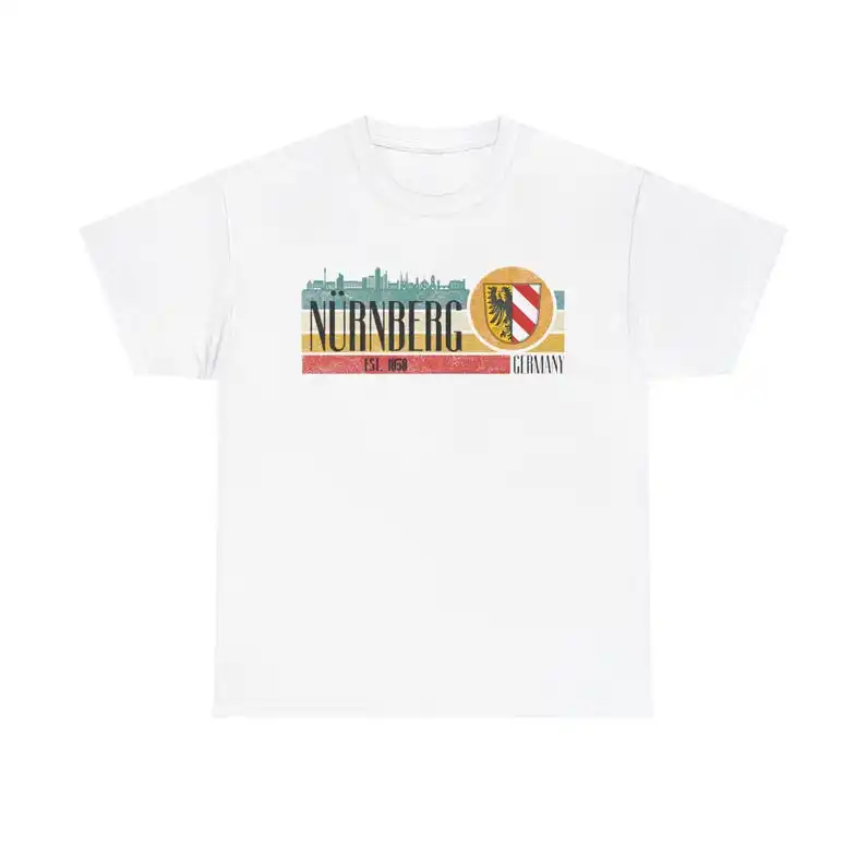 Nuremberg lovers T-shirt with skyline design of the German Bavarian city in the middle of Franconia, for fans / visitors / holid