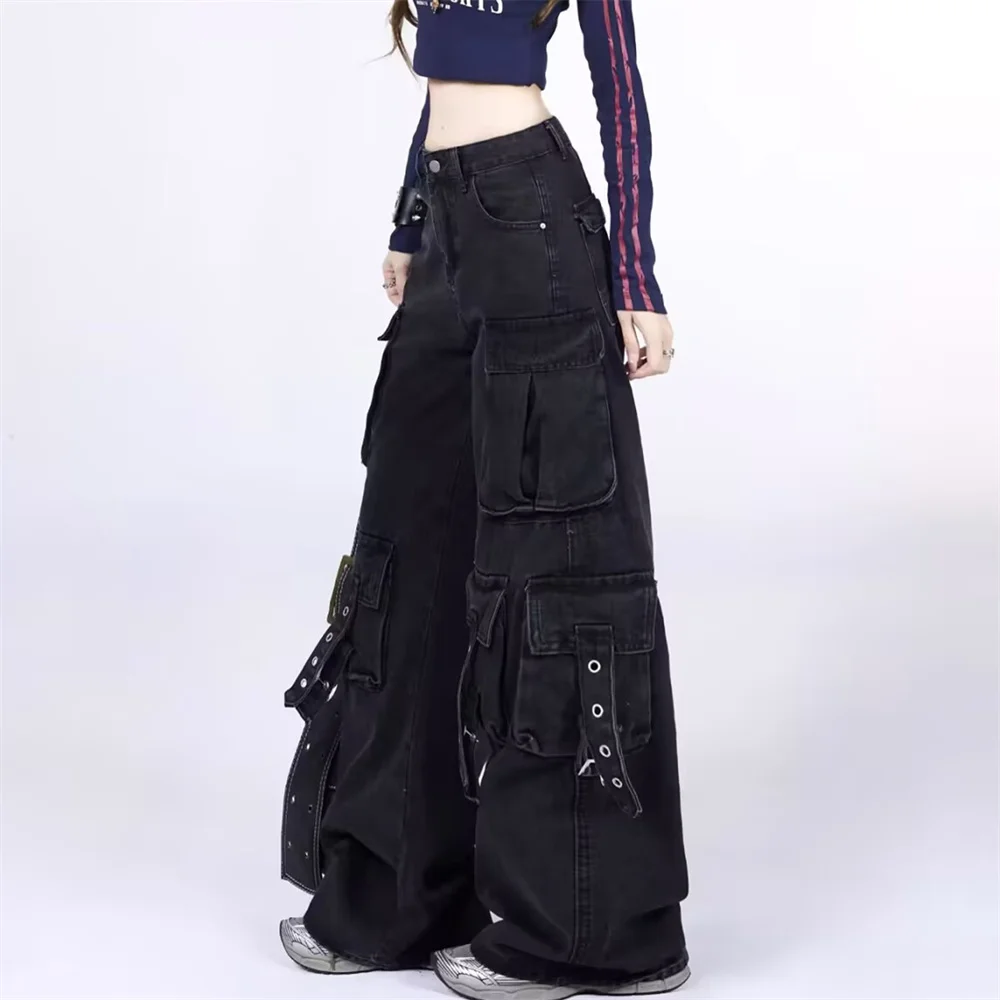 

High Waist Vintage Straight Baggy Harajuku Denim Pants Streetwear 2025 Y2k Aesthetic Women Black Jeans Grunge Wide Leg Trouser