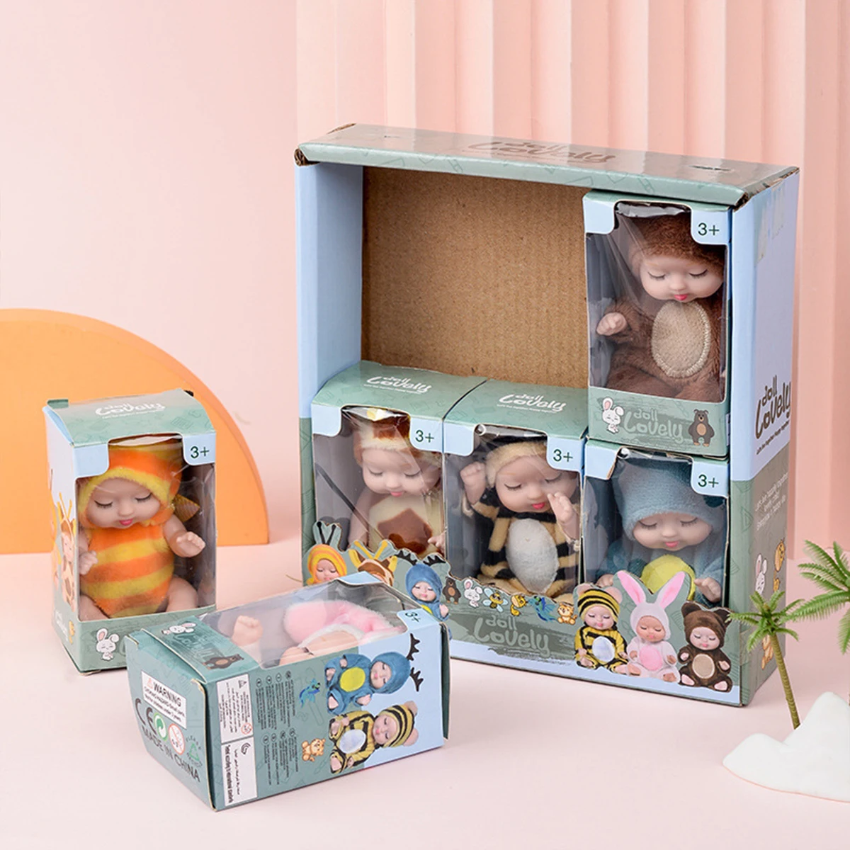 6 uds Mini muñecas ropa de animales lindos muñecas de la serie de moda conjunto de muñecas de renacimiento de simulación lindas muñecas pequeñas regalos de cumpleaños perfectos