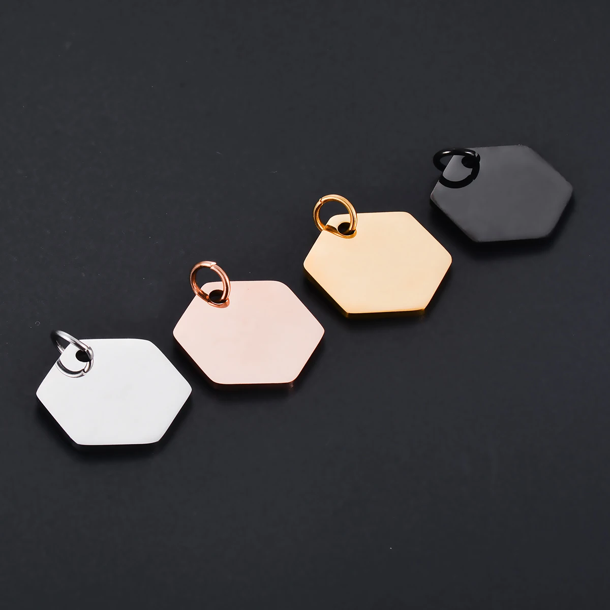 20Pcs/lot Wholesale Hexagon Mirror Polish Stainless Steel Blank Tags Pendant DIY Making for Necklace Keychain Jewelry Accessory