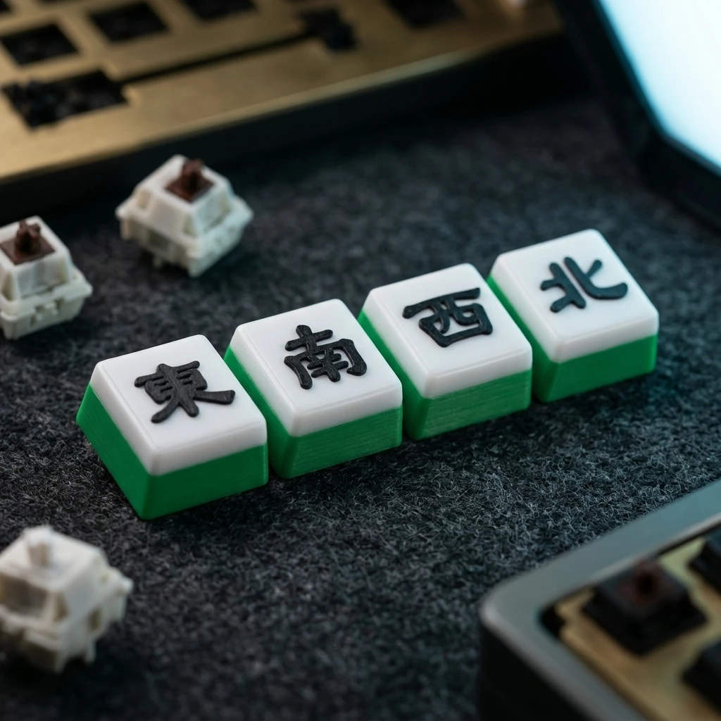 Chinese Mahjong Artisan Keycap Novelty Red Dragon Green Wealth Cap for Cherry MX Switch Mechanical Gaming Keyboard Gifts